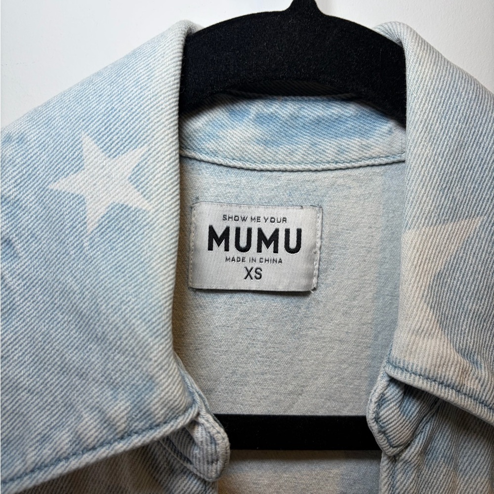 Show Me Your MuMu Light Blue Star Denim Romper - Picture 2 of 7